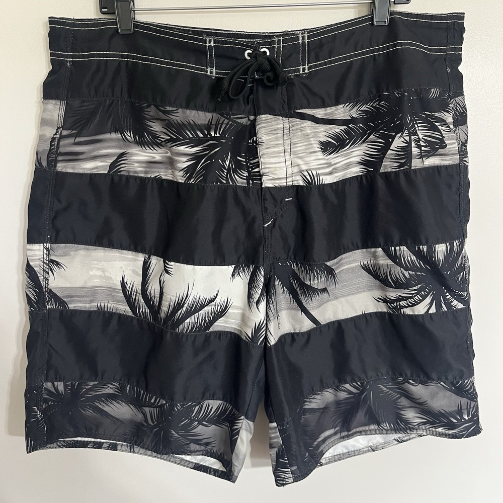 Joe Boxer Black Tropical Swim‎ Trunks Board Shorts Size Large Summer Vacation